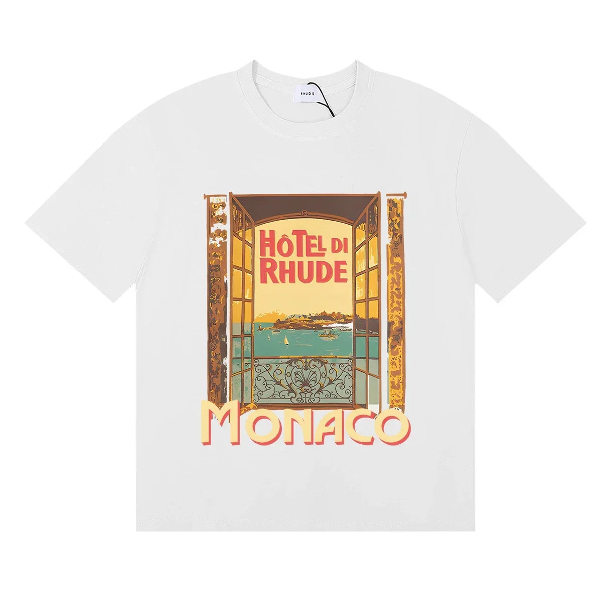 RHUDE "Hotel Di Rhude Monaco" Graphic Print T-Shirt - White