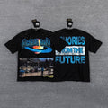 GLAZA GOD Men's Futuristic Graphic Oversized T-Shirt – Y2K Streetwear Double-Sided Print Casual Tee