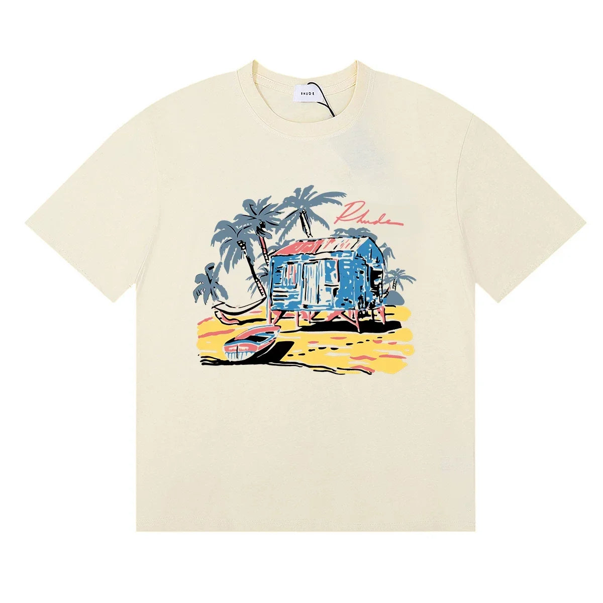 RHUDE Island Graphic Print T-Shirt - Cream